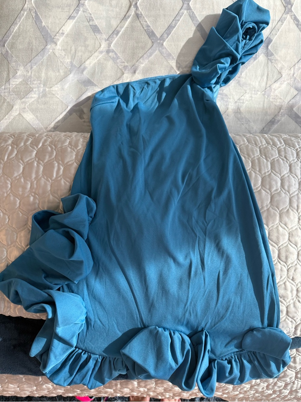 Blue Ruffle Cocktail Dress - Picture 6 of 6
